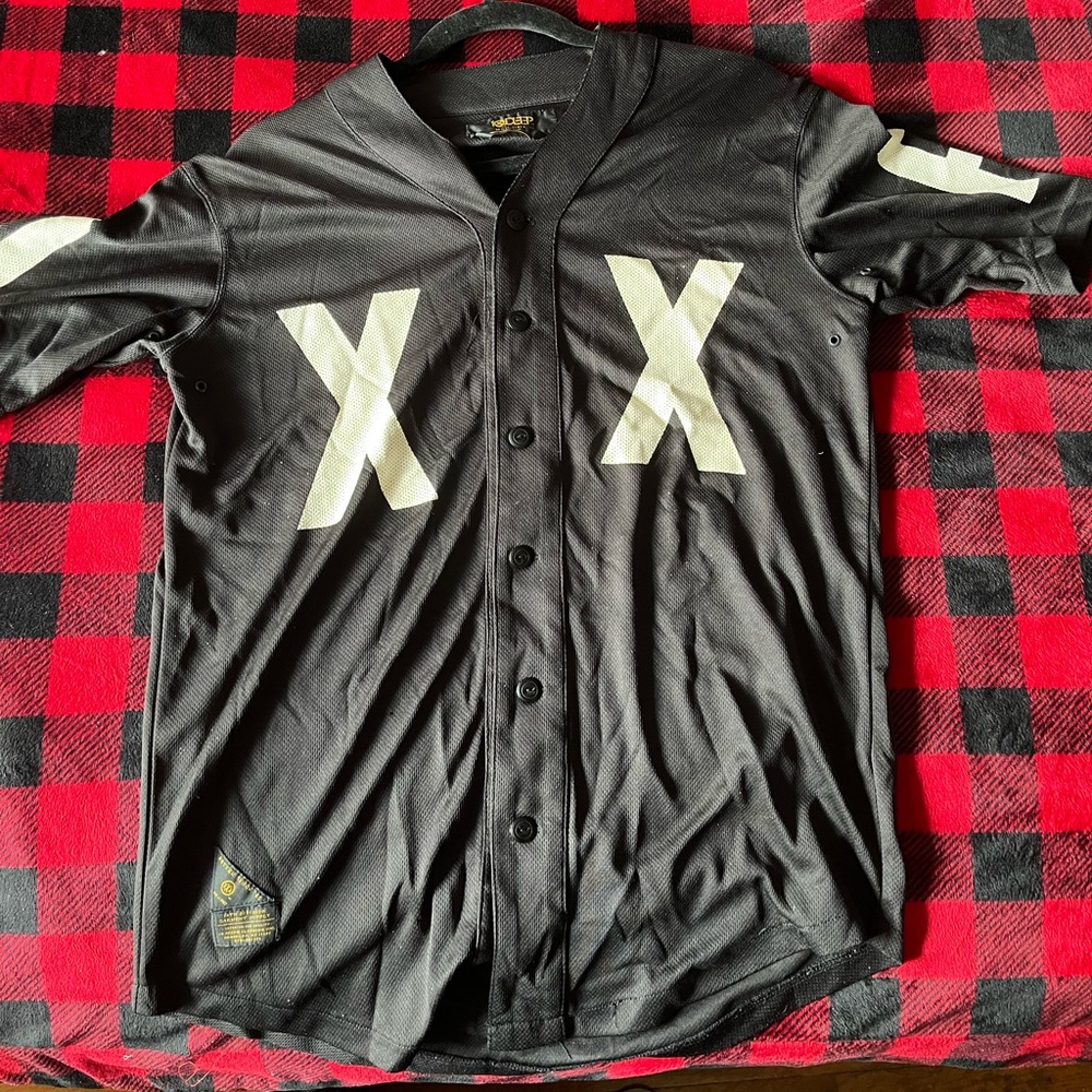 Black button down baseball jersey